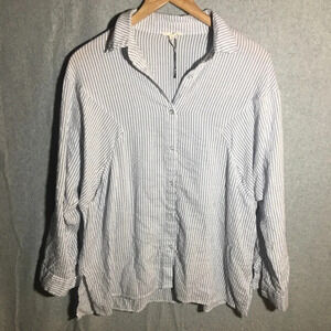 Womens NWOT Crescent Button Up Shirt Coastal Beachy Boho Striped Vacation